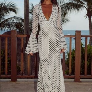 RUNAWAY THE LABEL Sari Maxi Dress Size XS White Polka